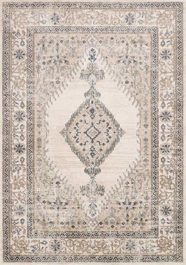 Loloi Teagan Collection TEA-02 Oatmeal/Ivory 9'-9" x 13'-6" Area Rug, Large, Soft Neutral Rug, High-Traffic for Living Room, Bedroom, Home Office, Dining Area