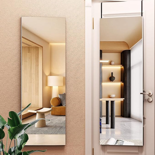 Hasipu Door Mirror Full Length, 47"x 15.8" Full Body Over The Door Hanging Wall Mounted Mirror for Bedroom, Living Room, Cloakroom, Square White