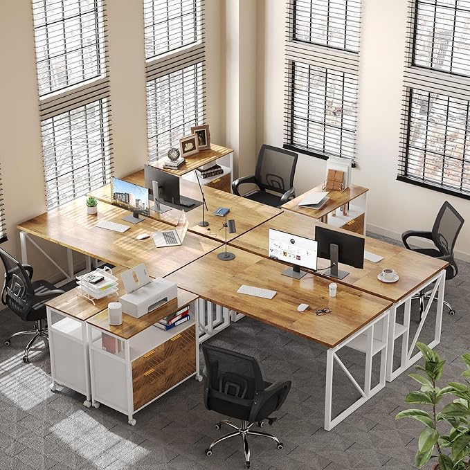 LITTLE TREE 63-Inch Office Desk with 31.5-Inch Lateral File Cabinet, Study Writing Desk Computer Desk for Home Office