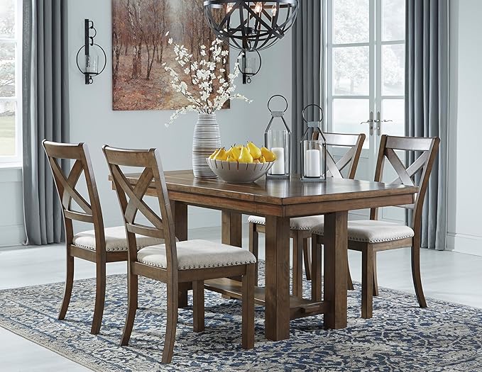 Signature Design by Ashley Moriville Modern Farmhouse 19" Upholstered Dining Room Chair, 2 Count, Brown