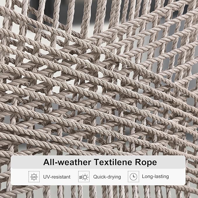 PURPLE LEAF 7 Pieces Round Dining Set Patio Aluminum Modern Round Table and Wicker Chairs with Cushions for Kitchen Backyard Garden Outdoor Furniture Sets