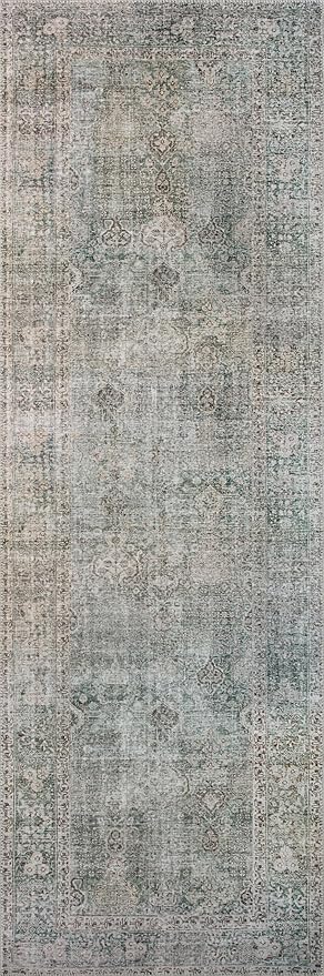 Loloi Chris Loves Julia Jules Collection JUL-08 Emerald/Antique Ivory 7'-6'' x 9'-6'', .13" Pile Height, Area Rug