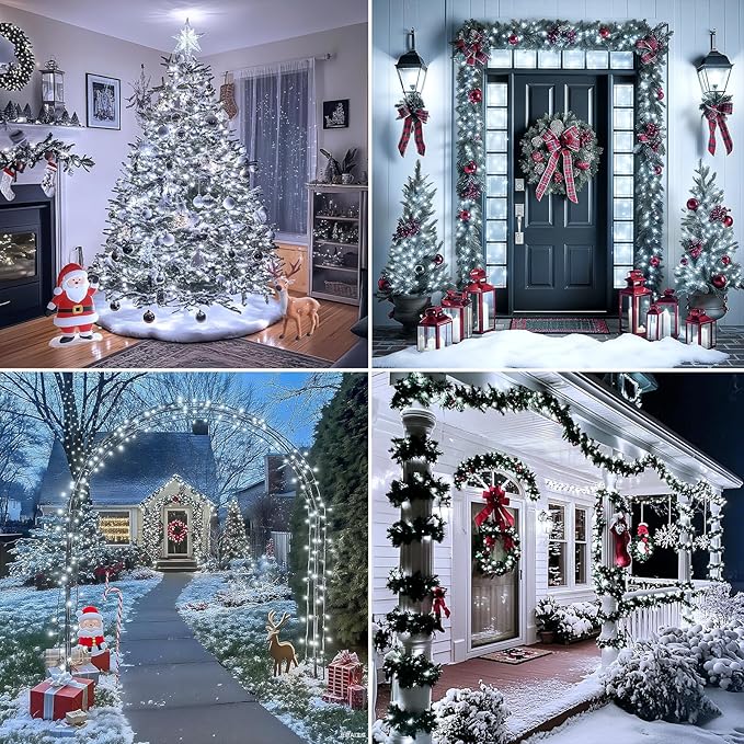 Christmas Cluster Lights Plug-in -52FT 800 LED Firecrackers String Lights,8 Modes Timer Waterproof Twinkle Fairy Lights for Christmas Tree Garland Party (Cool White)