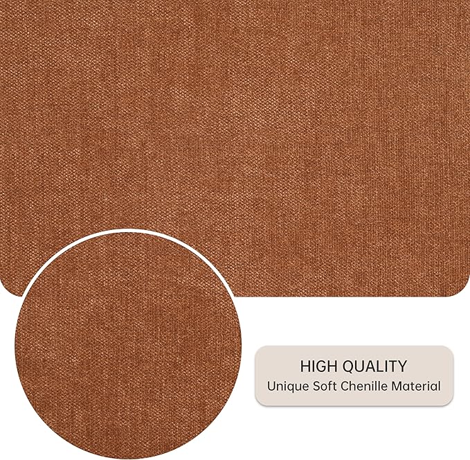 VKNOW Upholstered Dining Chairs Set of 2, Modern Dining Room Chairs, Linen Kitchen Chair Dinner Chair with Black Metal Base for Kitchen Office, Orange-Unstriped