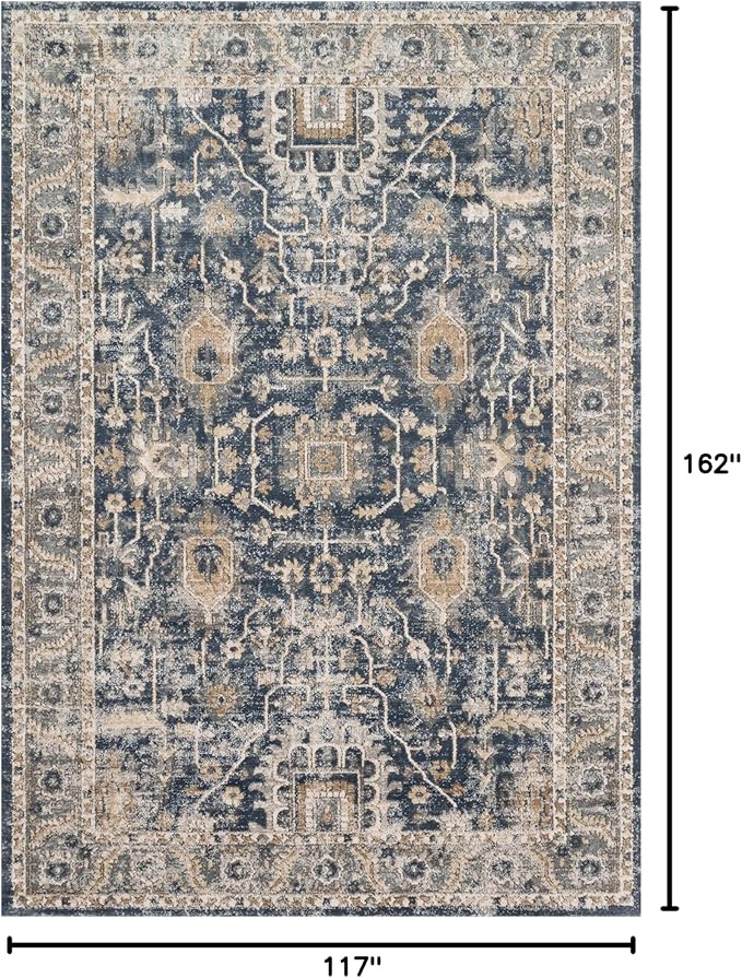 Loloi Teagan Collection TEA-03 Denim/Pebble 9'-9" x 13'-6" Area Rug, Large, Soft Neutral Rug, High-Traffic for Living Room, Bedroom, Home Office, Dining Area