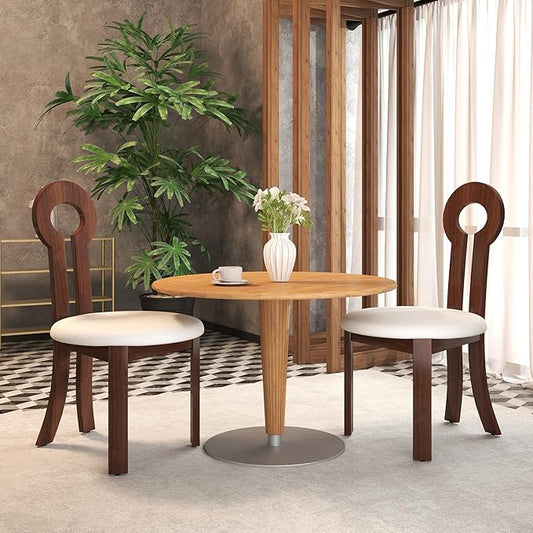 Wooden Dining Chairs Set of 2 Upholstered Kitchen & Dining Room Sherpa Chairs, Mid Century Modern Dining Chairs White with Walnut Legs