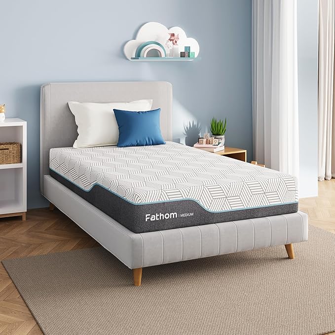 FATHOM Medium Twin XL Mattress 14 Inch Memory Foam Mattress Bed in a Box for Back Pain Relief and Cool Sleep with Gel Foam and Removeable Fiberglass Free Cover, CertiPUR-US Certified