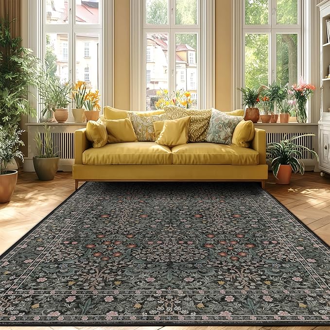 9x12 Rugs for Living Room Washable Green Area Rug