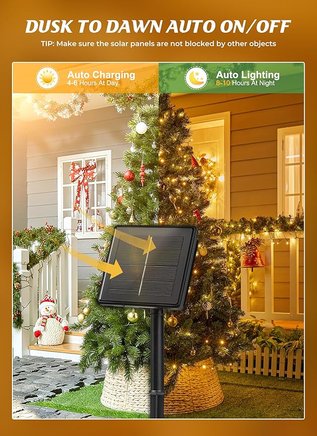 Brightown 4 Pack Solar String Lights Outdoor, Total 288Ft 800 LED Twinkle Fairy Lights Waterproof with 8 Modes Auto On/Off for Patio Tree Garden Party Home Wedding Christmas Decorations (Warm White)