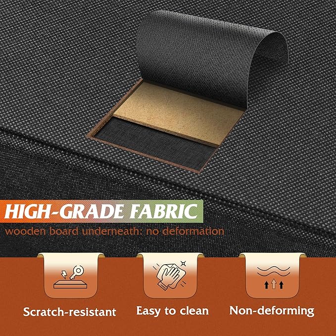 WLIVE Nightstand, 2 Drawer Dresser for Bedroom, Small Dresser with 2 Drawers, Bedside Furniture, Night Stand, End Table with Fabric Bins for Bedroom, Closet, Entryway, Black and Rustic Brown