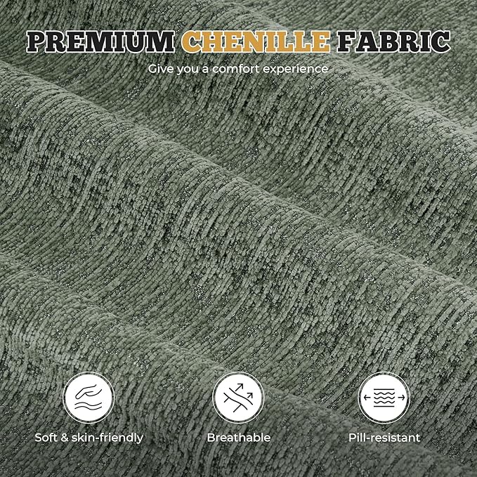 158" Modern U Shaped Modular Sectional Sofa, Boneless Couches for Living Room with Ottoman,6 Seater Convertible Chenille Cloud Couch Sofa Set, No Assembly Required, Green 1 PCS