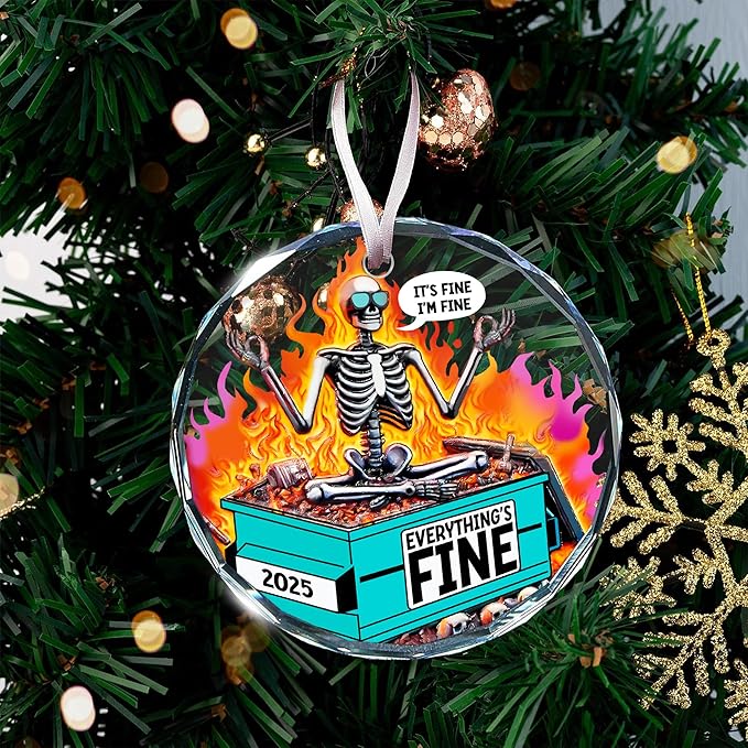 Dumpster Fire Ornament for Christmas Tree - Ideal Dumpster Fire Gifts for Him and Her - Unique Decorative Ornaments for The Holiday Season - A Sentimental Reminder of 2025 - Funny Christmas Ornaments