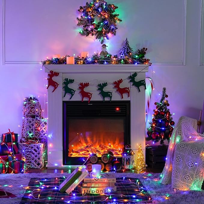 JMEXSUSS Multicolor Christmas Tree Lights Outdoor Indoor Clear Wire, 200 LED Christmas Lights 66ft Colorful String Lights Plug in for Bedroom Tree Room Party Xmas Decorations