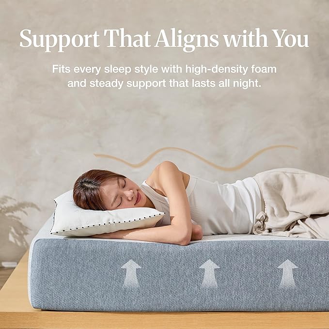 LIFEMENT Basic Full Graphite Infused Memory Foam Mattress in a Box | Medium Firm Bed, Fiberglass Free, Certified Pressure Relief Foam, Cooling Comfort Sleep, 12 Inch