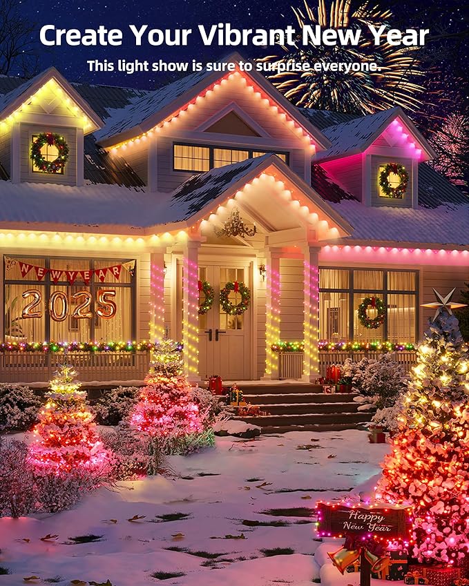 Permanent Outdoor Lights, 111ft with 72 RGBIC LED Light with App Control, Waterproof Permanent Christmas Lights for Outside Roofline Decor, Garden Decor, House,Party, Christmas Decoration