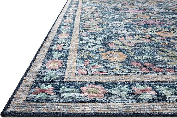 Loloi Rifle Paper Co. Maison Collection MAO-06 Blue/Multi 5'-0" x 5'-0" Round, .19" Pile Height, Accent Rug