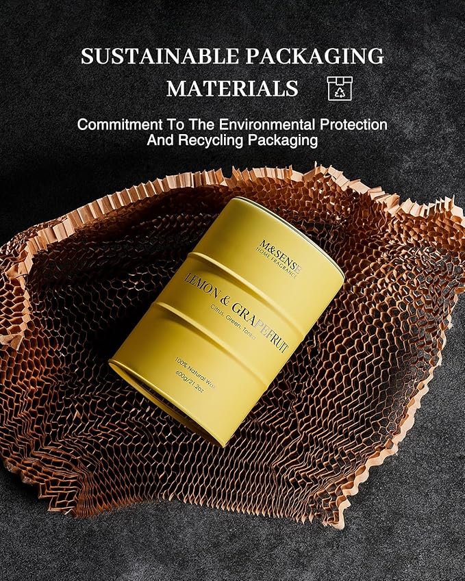 M&SENSE Lemon Candle Large for Home Scented, Lemon Soy Candles 21.2oz 120 Hour Slow Burning, Highly Scented Limoncello Grapefruit Citrus Candles for Bathroom, Fresh Smelling Candle