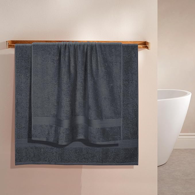 BOUTIQUO Cotton 2 Pack Oversized Bath Towel Set, Large Bath Towels 27x54, Ultra Soft, Absorbent, Compact, Quick Drying and Lightweight, Eco-Friendly and 100% Recyclable Towel Set - Charcoal Grey