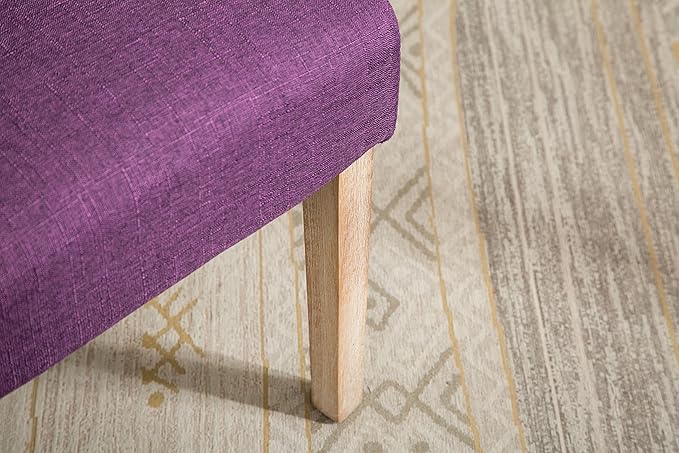 Roundhill Furniture Habit Solid Wood Tufted Parsons Purple Dining Chair, Set of 2