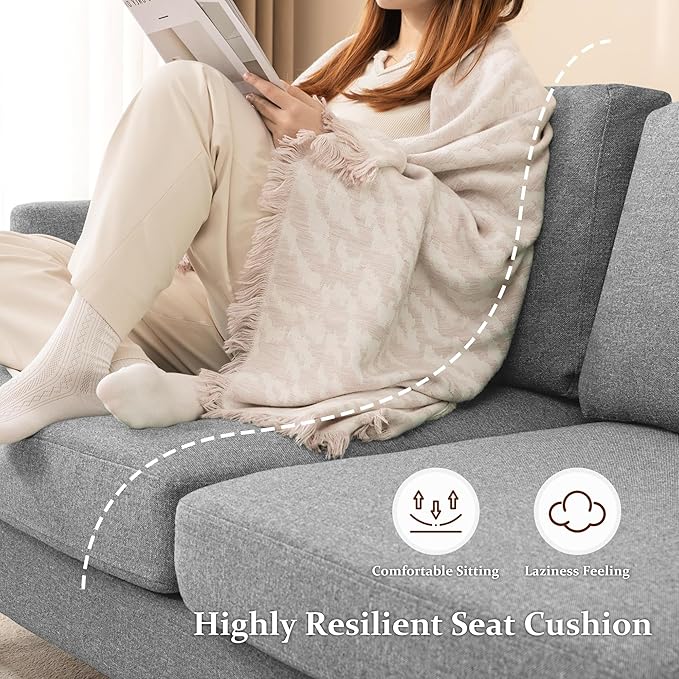 Loveseat Sofa 56" Mid Century Modern Small Couches for Small Spaces Love Seat with 2-Seat Upholstered Cushion Sofa Couches for Bedroom, Living Room, Apartment, Office (Grey)