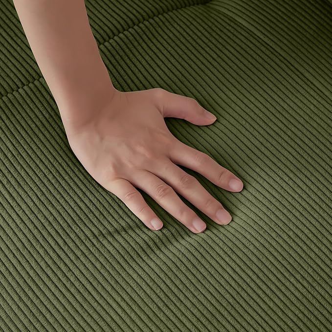 Cilee 113" Modular Sectional Sofa, Cloud Couch with Deep Seat, L-Shape Boneless Sofa, 3 Seat Memory Foam Sofa, No Assembly Required, Upholstered Couch for Living Room, Movable Ottoman, Corduroy, Green