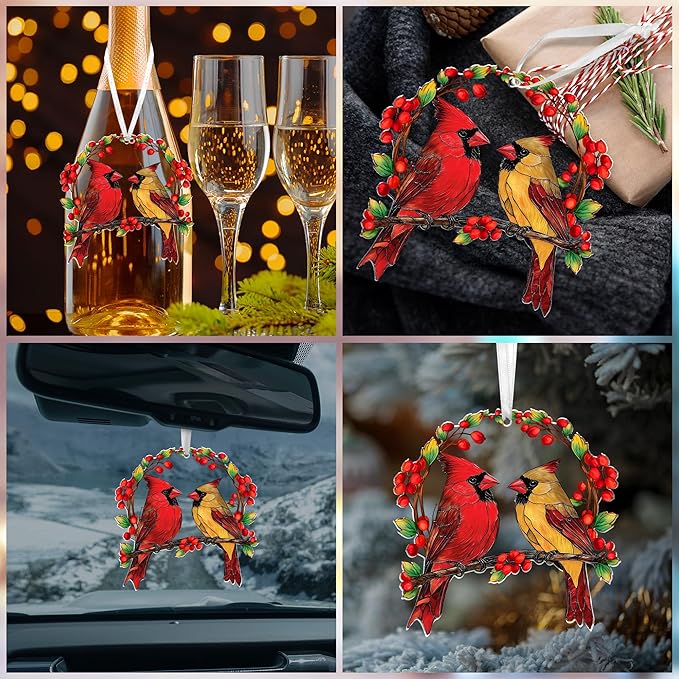 Sympathy Gifts for Loss of Loved One - Two Layer Wooden Cardinal Christmas Ornaments 2025 - Cardinal Gifts for Women Men, Bereavement Memorial Gift Ideas, Cardinals for Christmas Decorations