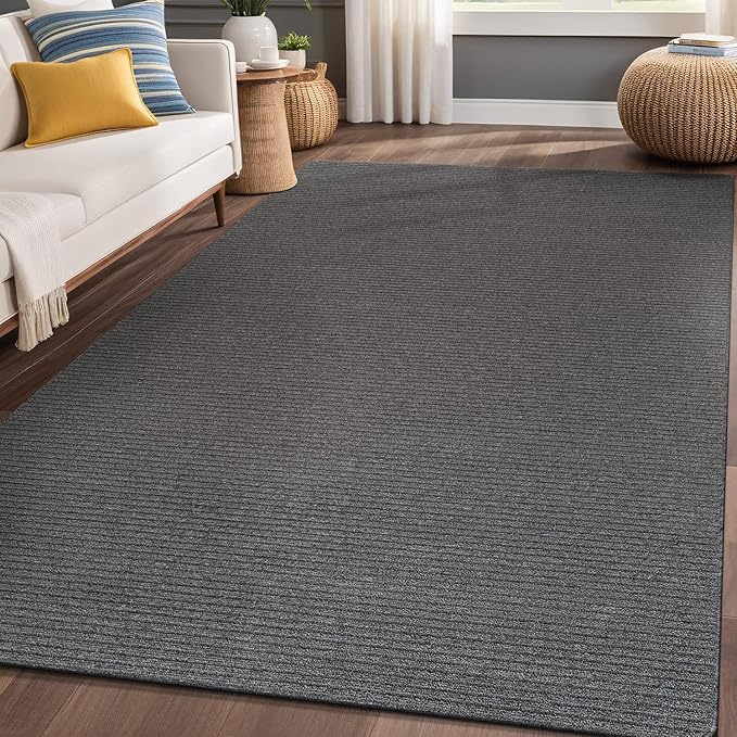 Non Slip Gray Solid Rubber Back Thing Rug for Living Room 4x6 Area Rugs for Kitchen, Rugs for Bedroom, Stain Resistant Easy Cleaning Non Shedding Carpet Gray 4 x 6
