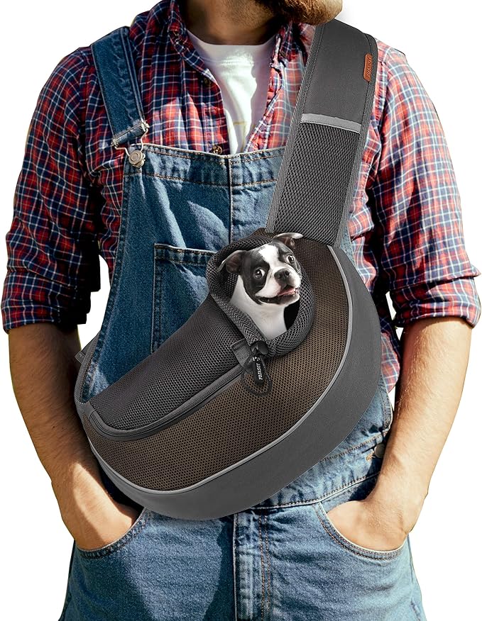 FDJASGY Pet Sling Carrier for Small Dogs Cats,Breathable Mesh Travelling Hand Free Puppy Backpack with Pouch and Adjustable Strap Carrier