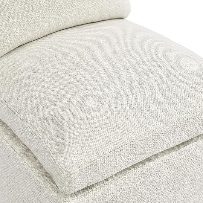 DUHOME Upholstered Armless Dining Chair with Casters,Linen Accent Chair for Living Room,Single Sofa Char with 4 Casters for Bedroom Reading Waiting Kitchen Dining Room