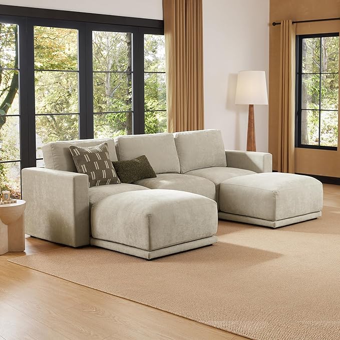 CHITA 116" Sectional Couches for Living Room, Modular Sectional Sofa with Chaise, Comfortable 8-Layer Cushion Structure Design, 5 Seat U Shaped Sectional Couch, Chenille in Taupe