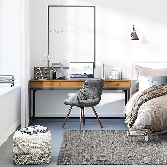 SIMPLIHOME Banting Desk - 72-Inch Wide Solid Hardwood and Metal Writing Desk in Medium Saddle Brown, Modern Industrial Home Office Computer Table for Study with 2 Drawers and Flip-Down Keyboard Tray