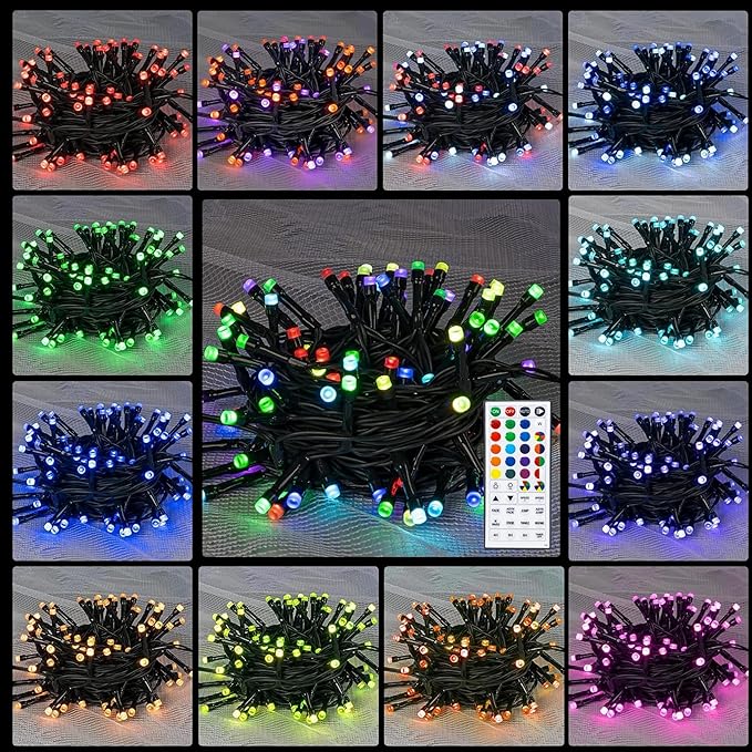 Dazzle Bright Color Changing Christmas Lights, 66ft 200 LED RGB String Lights with Remote & Timer, Fairy Lights for Indoor Outdoor Xmas Tree Party Wedding Halloween Decorations