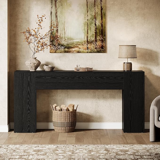 Tribesigns 71-Inch Long Console Table for Entryway, Farmhouse Sofa Console Behind Couch, Entry Table for Hallway, Foyer, Living Room, Black