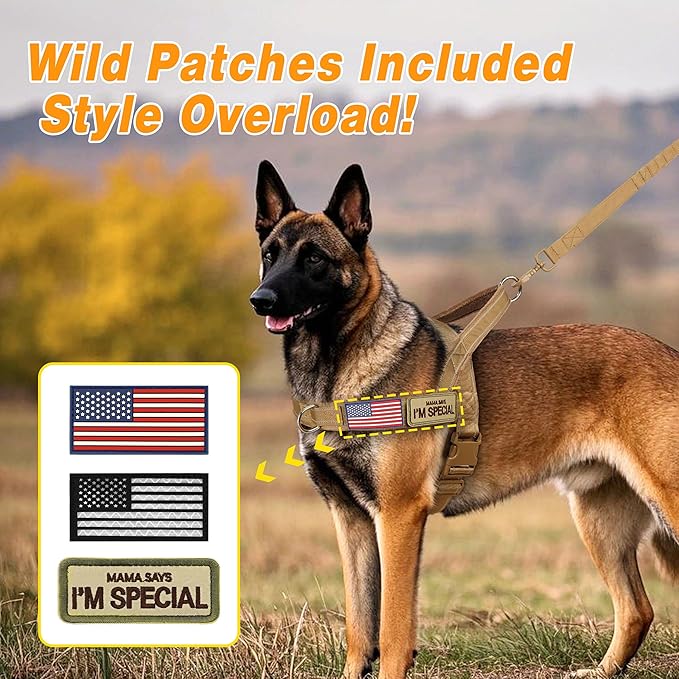 Forestpaw No Pull Dog Harness with Flannel Lining, Reflective Escape Proof Vest for Large Dogs, Quick Release Comfortable for Walking Training (Includes Patches),Brown XL