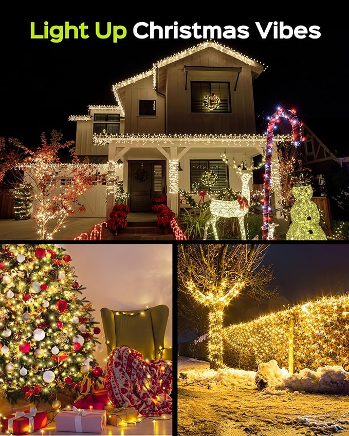 Super Long 500 LED 178FT Christmas Lights, Bright Bubble Led Christmas Tree Lights with 8 Modes & Memory, 2025 Upgraded Twinkle LED String Lights for Indoor Outdoor Xmas Party Decorations, Warm White