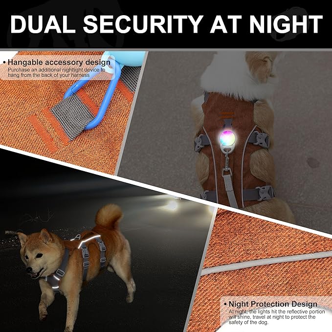 Escape Proof Dog Harness with Handle - Reflective No Pull Dog Vest, Lightweight Full Body Pet Harness Adjustable for Small Dogs Walking,Training(Blue,Chest:14-22")