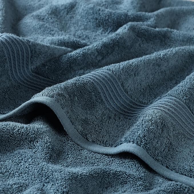 Superior Heritage Egyptian Cotton Bath Towel Set, Large Body Towels for Home Bathroom, Master, Guest Bath Decor, Plush, Absorbent Basics, Spa, Hotel, Resort, Luxury Essentials, Set of 4, Sapphire