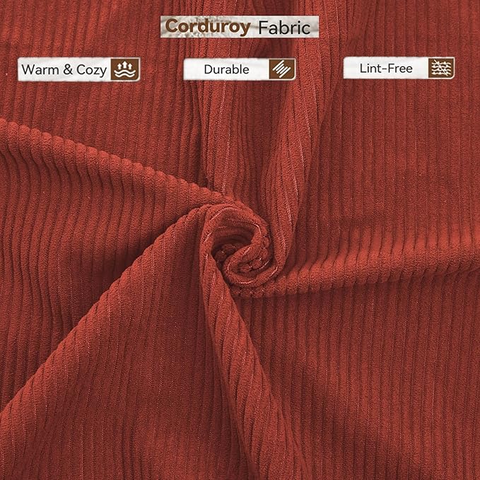 Convertible Sleeper Sofa Bed with Cylindrical Pillow, Corduroy Folding Boneless Couch with Fixed-Shape Frame, Floor Sofa Lounge Couch for Living Room Bedroom Lounge Studio-Ancora Red