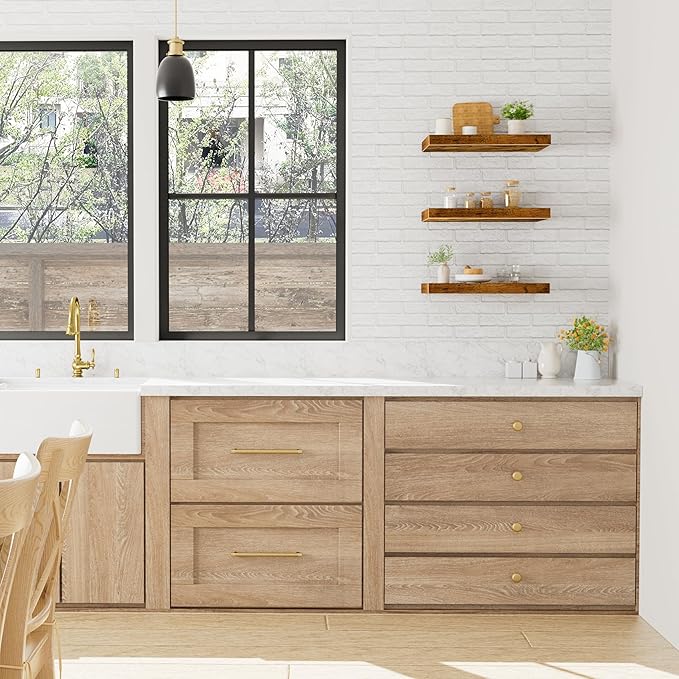 QEEIG 10" Deep Floating Shelves for Wall - 10 x 16 inch Book Shelf Bathroom Bedroom Kitchen Living Room Hanging Bookshelf Farmhouse Set of 3, Rustic Brown (025-40BN3)