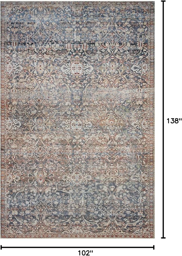 Loloi Chris Loves Julia Jules Collection JUL-06 Denim/Spice 8'-6'' x 11'-6'', .13" Pile Height, Area Rug