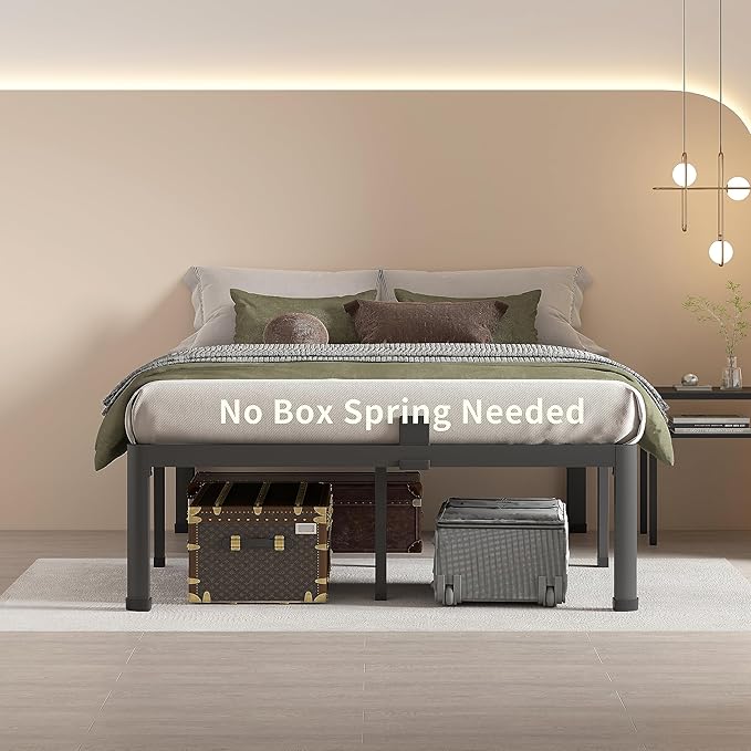 MAF 14 Inch Full Size Metal Platform Bed Frame with Round Corner Legs, 3000 LBS Heavy Duty Steel Slats Support, Noise Free, No Box Spring Needed, Easy Assembly