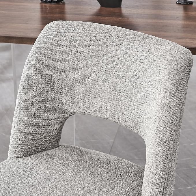 VKNOW Wooden Dining Chairs Set of 2, Modern Fabric Upholstered Dining Room Chair Kitchen Chairs, Farmhouse Dinner Chair for Kitchen Dining Room, Grey