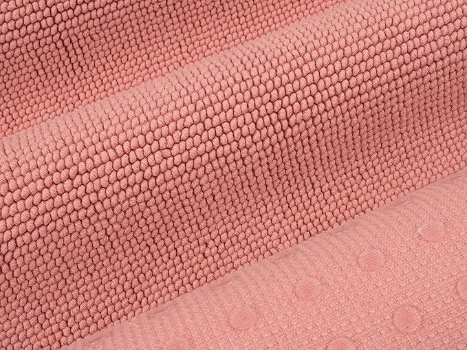Cotton Paradise 100% Cotton Non Slip Bath Mats for Bathroom, 20x34 inch Soft Absorbent Quick Dry Machine Washable Floor Bath Mat, Coral