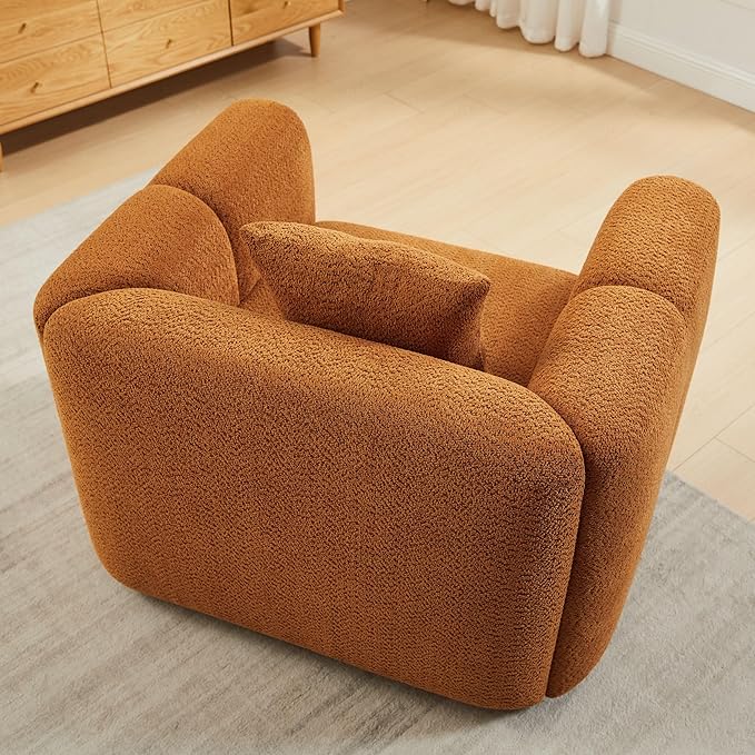 VANOMi Living Room Furniture Sets Include 95" Sofa & 42" Armchairs, Boucle Upholstered Oversized Couch with Pillows, Living Room Furniture Set for Bedroom Apartment (Curry, 1 Sofa+1 Chair)