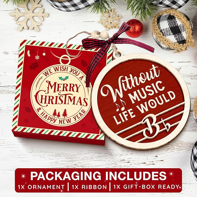 Music Gifts - Musical Ornaments for Christmas Tree, Music Themed Christmas Ornaments, Unique Ornament for Musicians, Musician Gifts