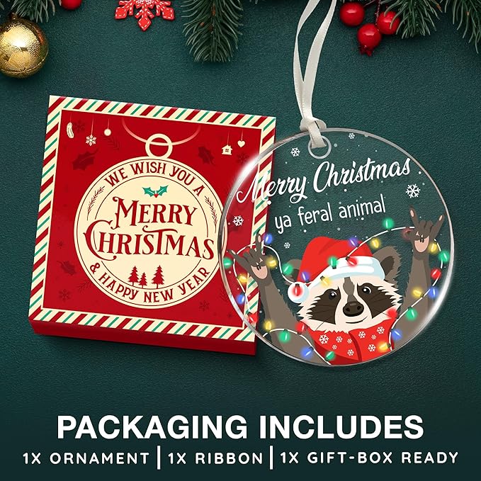 Raccoon Ornaments for Christmas Tree - Unique Raccoon Ornaments for Home, for Raccoon Lovers, Adorable Ornament for Christmas Decoration, Fun Ornament for The Holiday Season