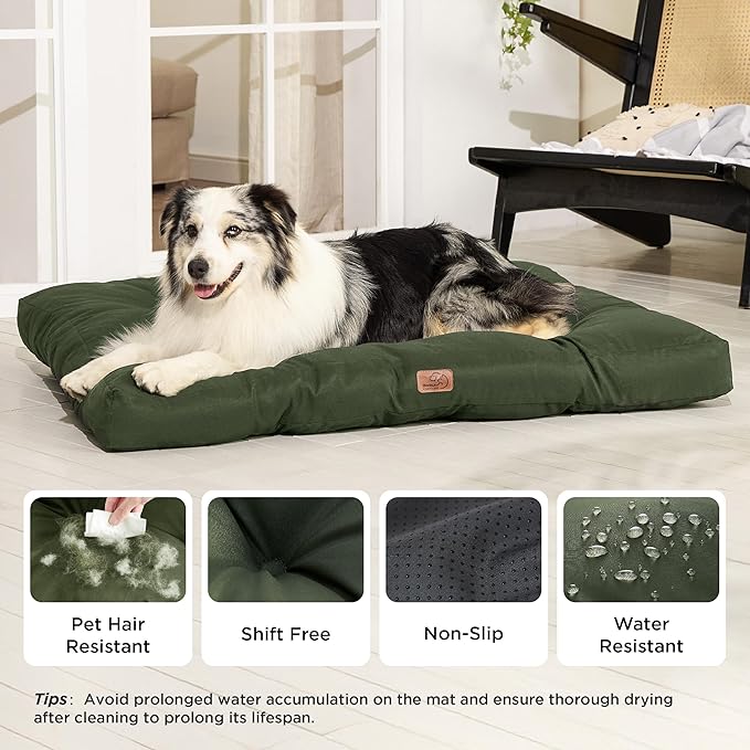 Bedsure XXL Dog Bed - Washable Giant Pet Bed Mattress with Oxford Fabric, Water Resistant Dog Pillow for Crate, 47x35x4, Lentil Sprout
