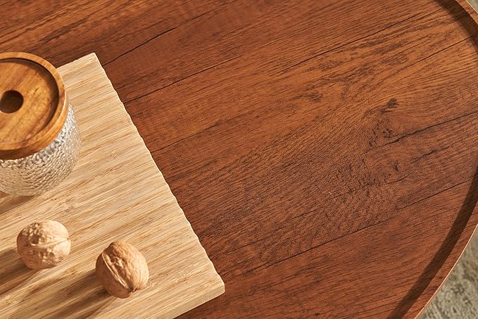 Shrine Glass Coffee Table, Black Walnut Table for Living Room, Glass and Wood Table, 43.3" D x 21.6" W x 15.7" H, Clear Glass Base, Walnut Wood Top&Black Metal Frame