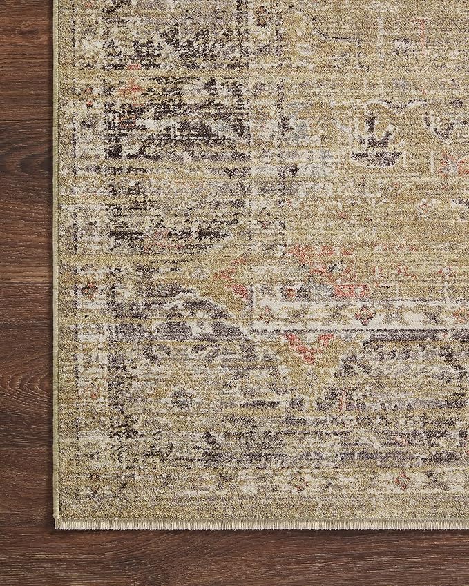 Loloi Magnolia Home by Joanna Gaines Millie Collection MIE-03 Gold/Charcoal 2'-7" x 12'-0", .25" Pile Height, Runner Rug
