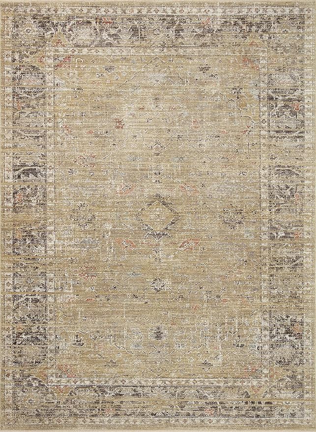 Loloi Magnolia Home by Joanna Gaines Millie Collection MIE-03 Gold/Charcoal 2'-7" x 8'-0", .25" Pile Height, Runner Rug